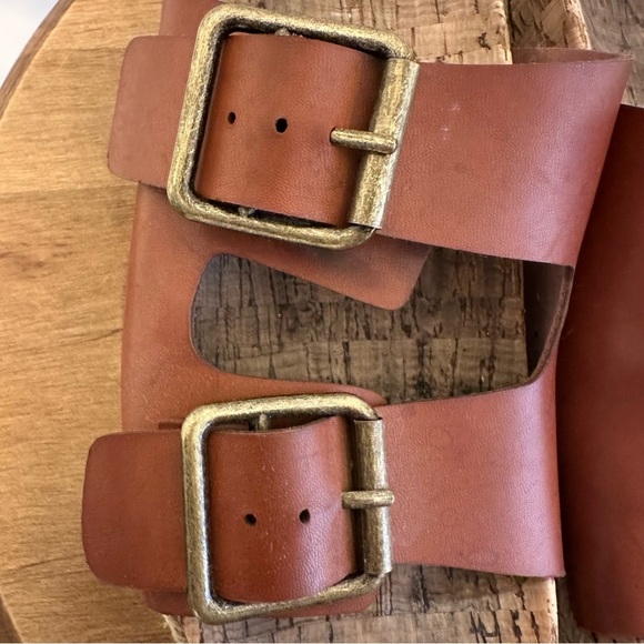 Esprit Brielle Sandals Womens Size 6.5M Brown Chestnut Cork Like Base White Heel - Picture 8 of 14